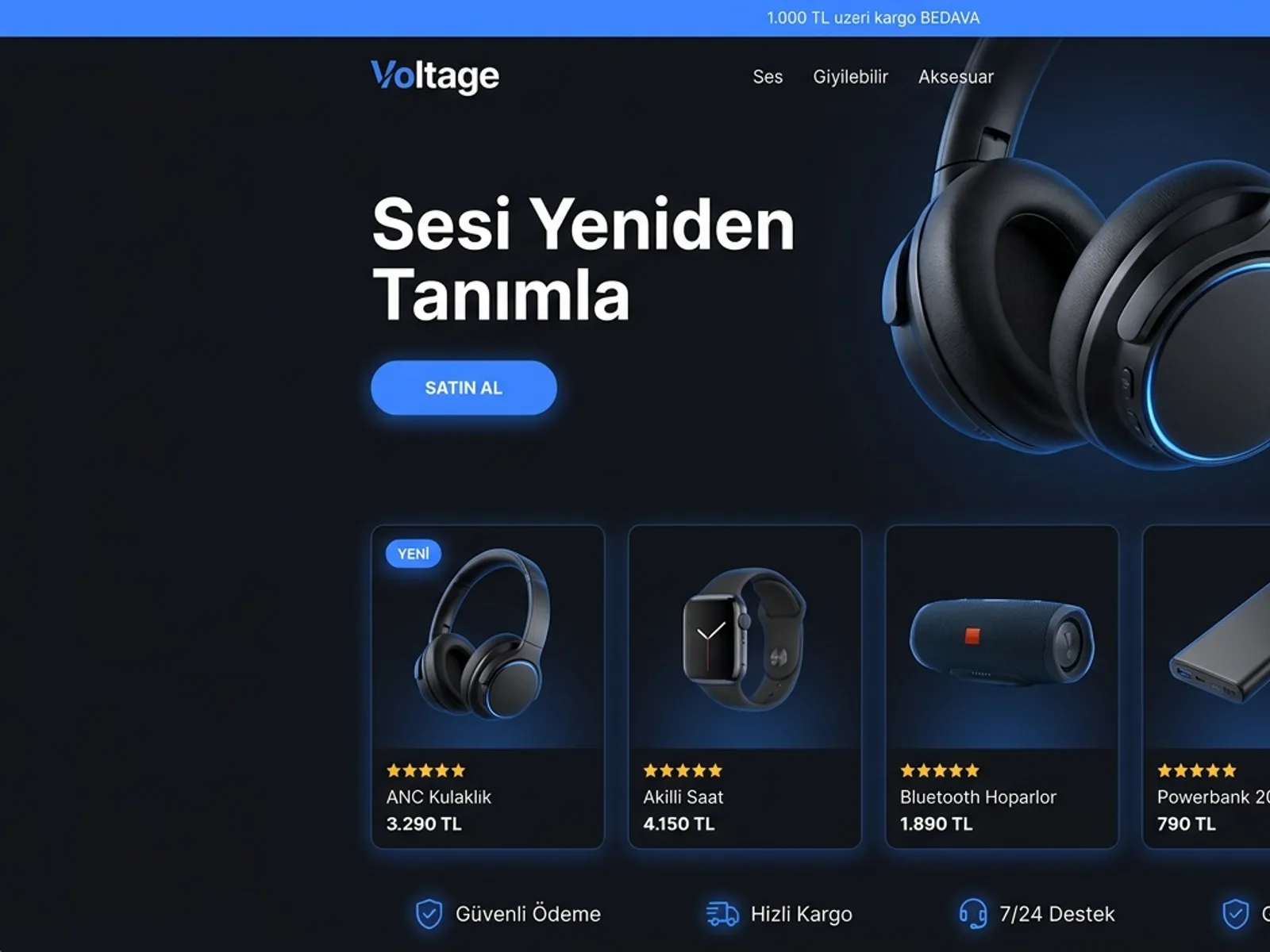 Voltage — elektronik mağazası tasarımı